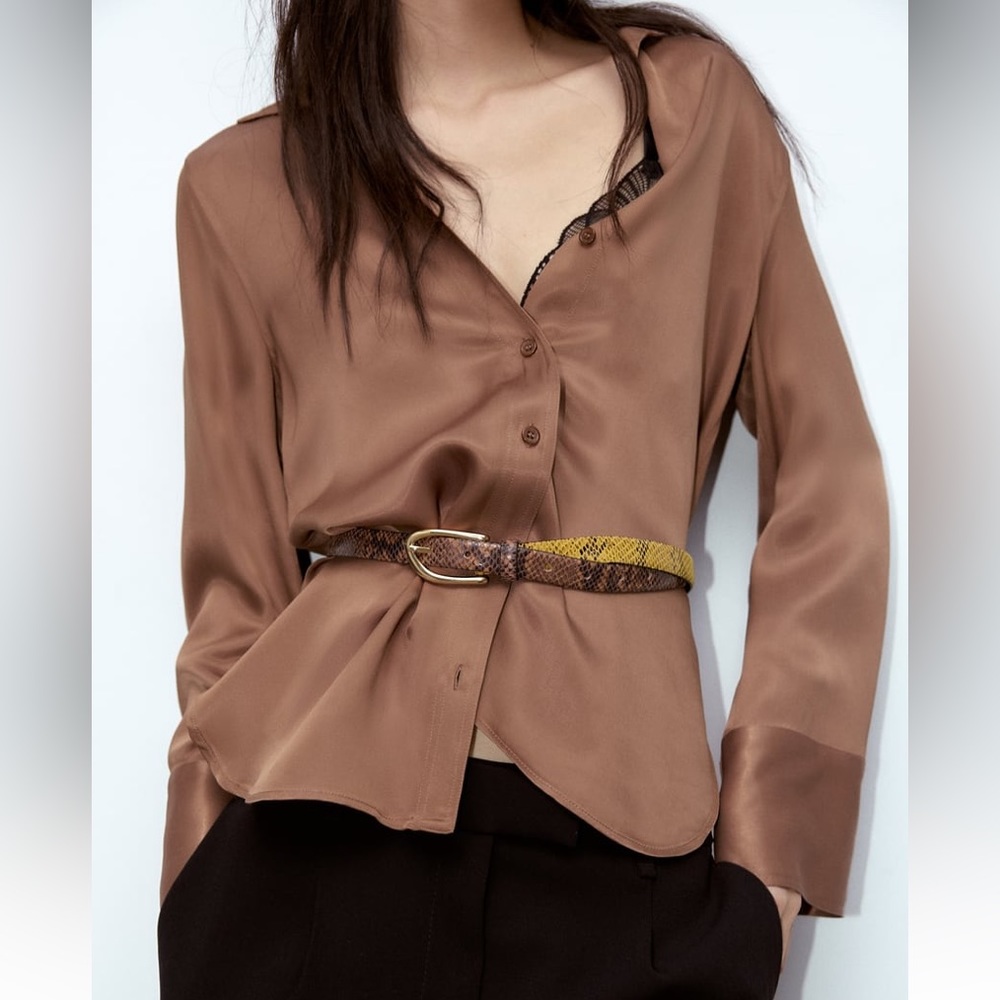 Zara Thin Faux Snakeskin Leather Belt
